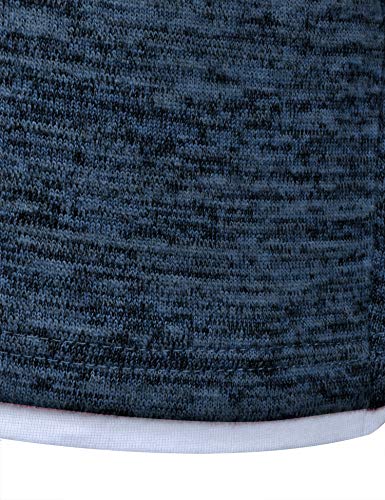 Derminpro Men’s Slim Fit Lightweight Sweater Long Sleeve Pullover Top Crew Neck Shirt Heather Navy X-Large