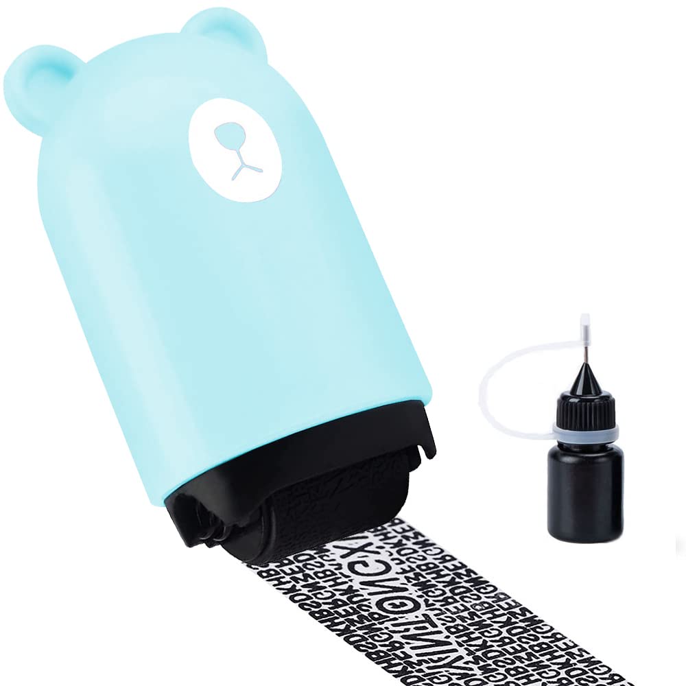 SEIWEI Identity Theft Protection Roller Stamp, Wide Kit, Guard Roller Stamp for Secure Confidential ID Blackout Security Anti-Theft Privacy Safety (Blue)