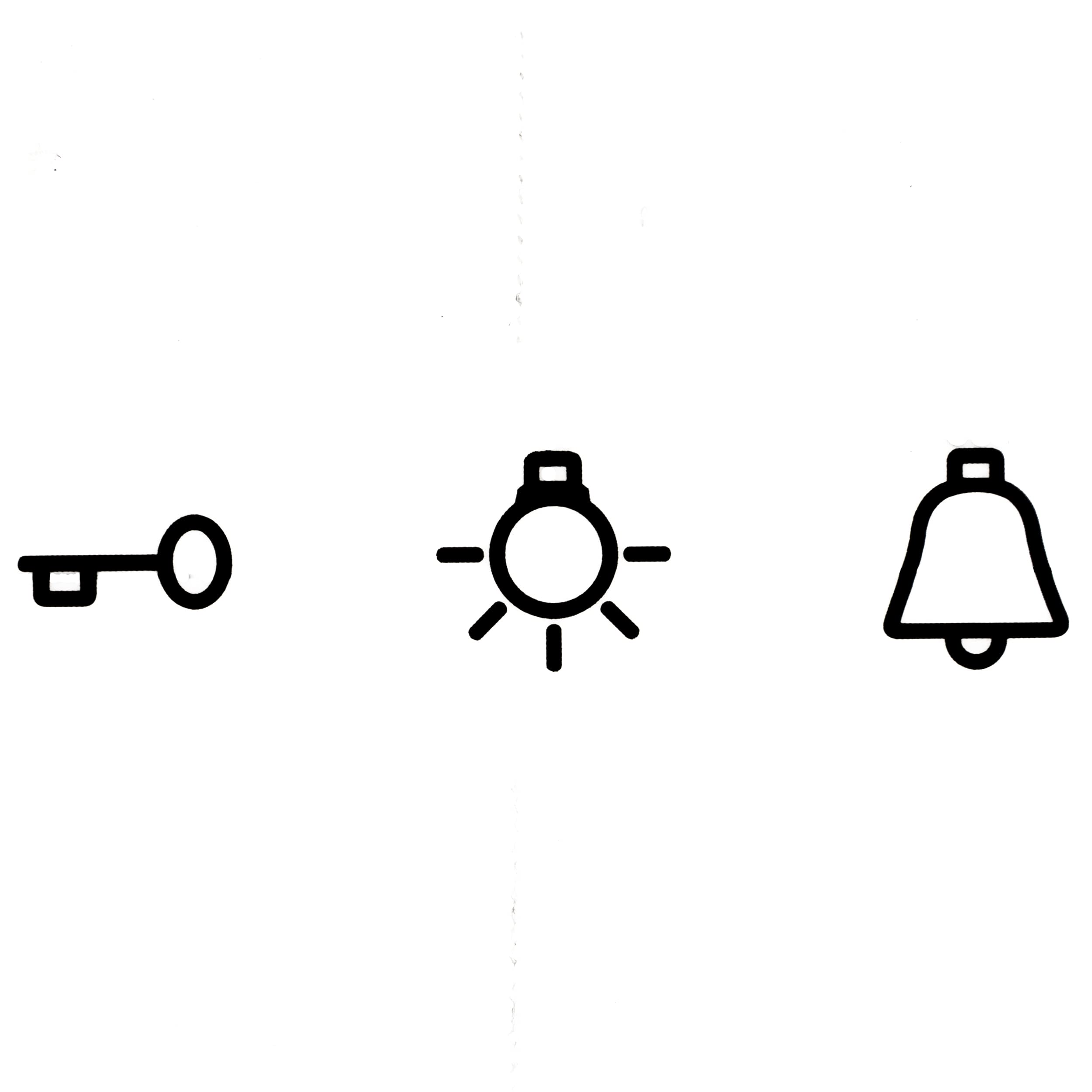 REV 0200740006 REV TECHNIK Sticker with Symbols: Opener, Light and Bell, Black, Adhesive Symbols for Covers