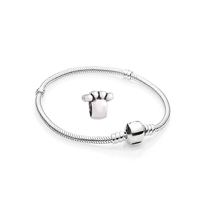 Charms Hundepfote Tatze Silber Farbe - 1 Armband und 1 Anhänger Edelstahl Starter Set Angebot - Damen Schmuck für bettel Pand