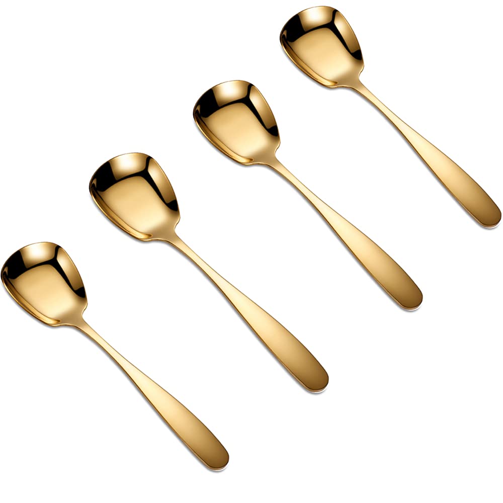 Stainless Steel 4 PCS Table Spoons, Large Flat Square Buffet Serving Spoon (7.28x1.88 Inch)