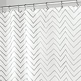 mDesign Sketched Decorative V-Pattern Fabric Shower Curtain - Stall, 54