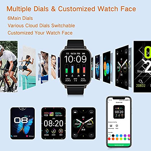 Montre Connectée Homme Femme 1,69\'\'Smartwatch Moniteur Sommeil/Fréquence Cardiaque Montre Sport 24 Modes Bracelet Connecté Etanche IP67 Montre Intelligente Podomètre Chronometre pour iOS Android
