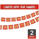 Happy New Year Banners - Red & Gold Lucky Colors - with 