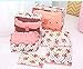 6Pcs Travel Storage Bags Clothes Packing Cubes Luggage Organizer Pouch (pink cherry 2)