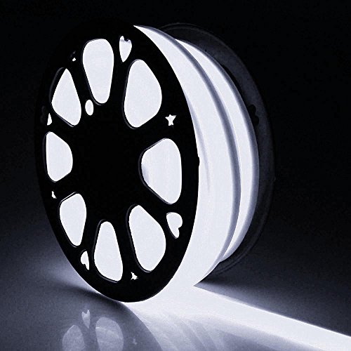 US Stock LED Rope Lights, Flat Flexible LED Light Strip Kit Waterproof Light 110V Indoor/Outdoor Use, Inter-Connectable Decorative Lighting for Kitchen Backyards Garden Party (50FT, Natural White)