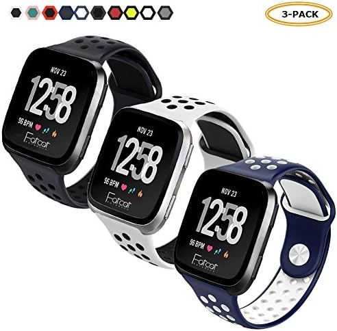 FatcatBand Fitbit Versa Strap Bands, Easy Adjust Breathable with Ventilation Holes Soft Silicone Sport Replacement Accessory Bracelet Straps for Fitbit Versa Fitness Activity Wristband