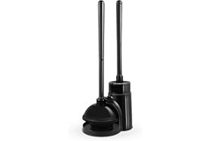 IVYROLL Toilet Plunger and Brush Set, Black Plunger and Toilet Brush Combo with Hidden Holder, Bathroom Toilet Bowl Brush and Plunger Set Heavy Duty