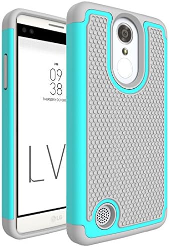 LG Aristo Case, LG LV3 Case, Alkax Dual Layer Heavy Duty Shockproof Hybrid Scratch Resistant Protective Rugged Case Cover for LG V3 / LG K8 2017 / MS210 + 1 Stylus Pen (Teal)