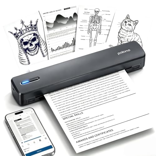 POLONO Impresora térmica A4 inalámbrica, aplicación Smart AI, impresora móvil A4 para viajes, 8,5 x…