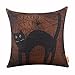 LINKWELL 18x18 inches Halloween Holiday Scaredy Cat Burlap Throw Cushion Cover Pillow Cover CC545