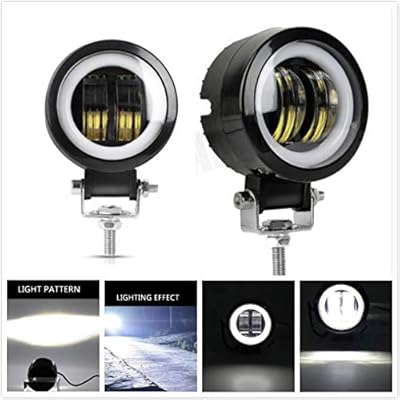 2x Feux LED Moto Ronds Angel Eye Blanc 20W Spot Universel 9-80V