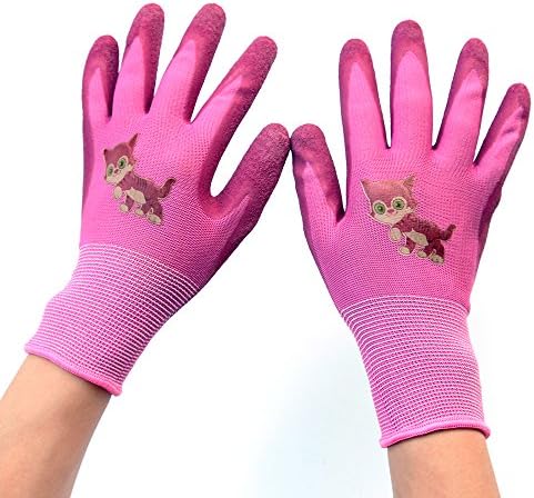Children Gloves Gardening work Gloves - PROMEDIX -Gardening Gloves for Children Work Gloves For Gardening, Fishing, Clamming, breathable &amp; special protective coating against cuts (Pink)