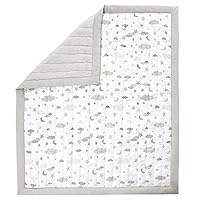 Wendy Bellissimo Super Soft Plush Baby Blanket Reversible Quilt (37x44) - Cloud Moon in Grey/White