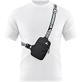 Peicees Mini Crossbody Sling Bag Chest Bag Dual Pocket Water Resistant Fanny Pack Running Phone Holder for Men Women Workout Travel, Black