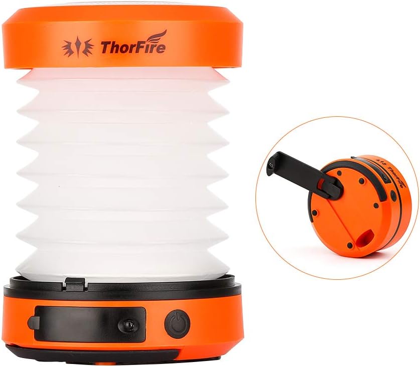 ThorFire LED Camping Lantern Lights Hand Crank USB Rechargeable Lanterns Collapsible Mini Flashlight Emergency Torch Night Light Tent Lamp for Camping Hiking Tent Garden Patio - CL01: Sports & Outdoors
