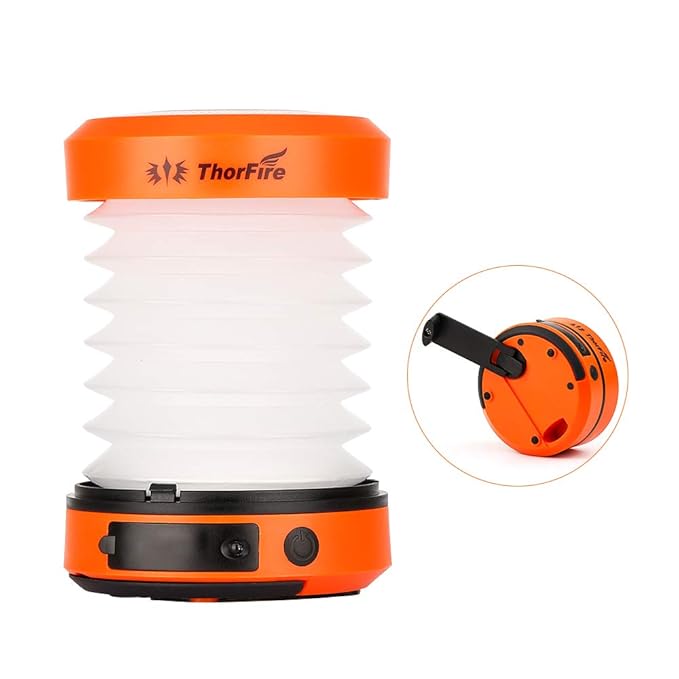 Thorfire LED Camping Lantern Lights Hand Crank USB Rechargeable