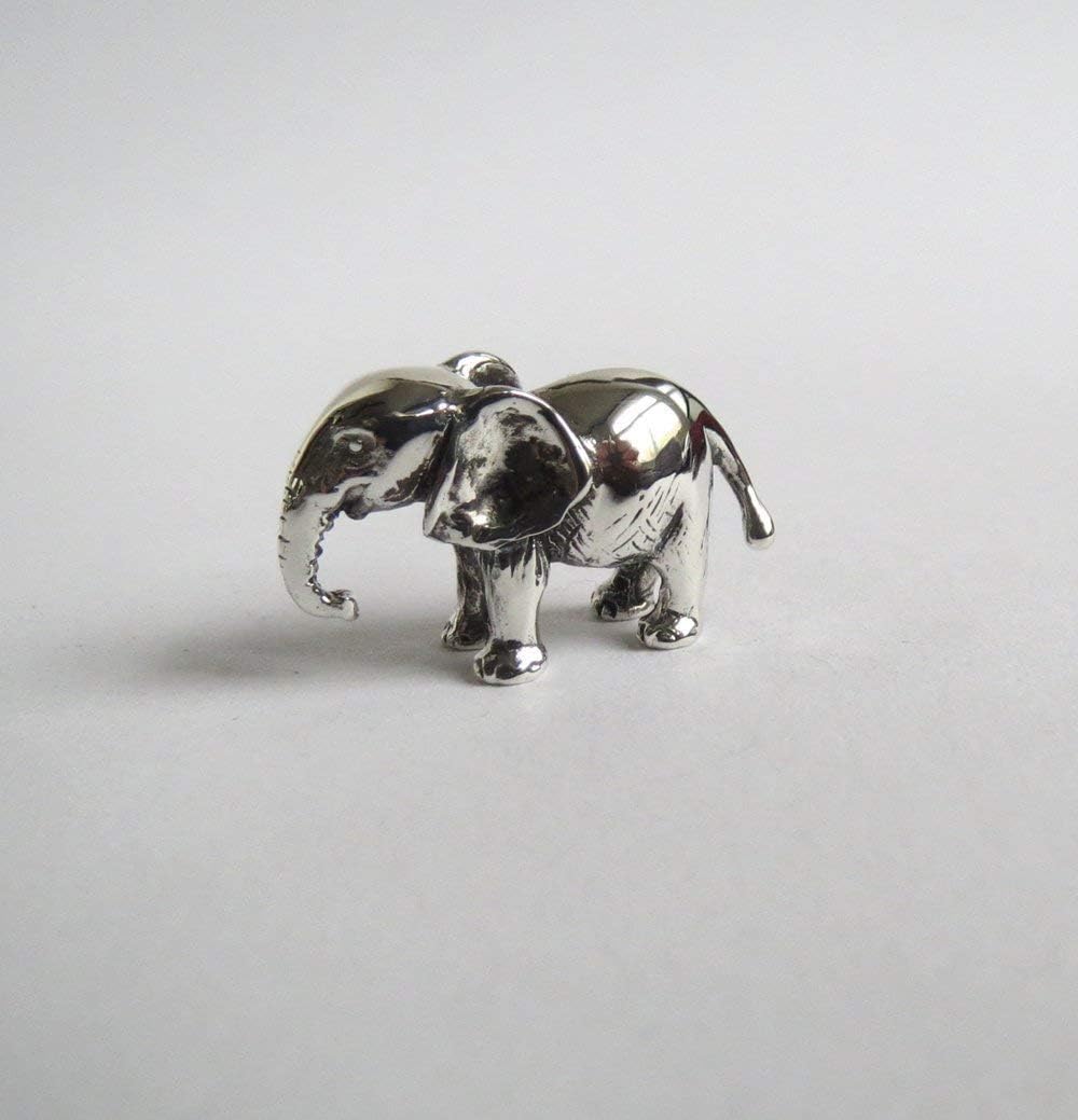 Elephant figurine, small, solid hallmarked sterling silver animal ornament
