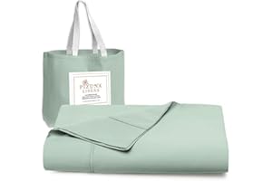 Pizuna Pure 100% Cotton Flat Sheets Only Queen Sea Foam (1 PC), Luxurious 400 Thread Count Long Staple Cotton Sateen with 4inch Hem (Combed Queen Flat Sheet Only Cotton)