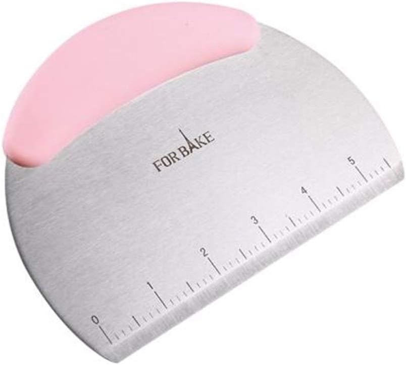 Stainless Steel Noodle Knife Batter Cream Scraper Panel Scraper Dough Divider Baking Tool, Pink (Color : Pink, Size : 16.211.7cm)