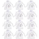 Yinkin 12 Sets Employee Appreciation Gifts Bulk for Coworkers Keychains Organza Bags with Cards for Staff Christmas Favors(Silver)