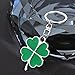 Jzcky Shzrp Silver and Green Color High Quality Zinc Alloy Four-leaf Clover Fortune Keychain (Four-leaf Clover)