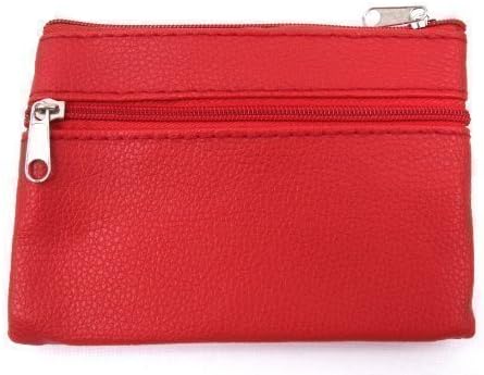 The Leather Emporium Men's Coin Credit Card &amp; Key Ring Wallet Pouch Small Red