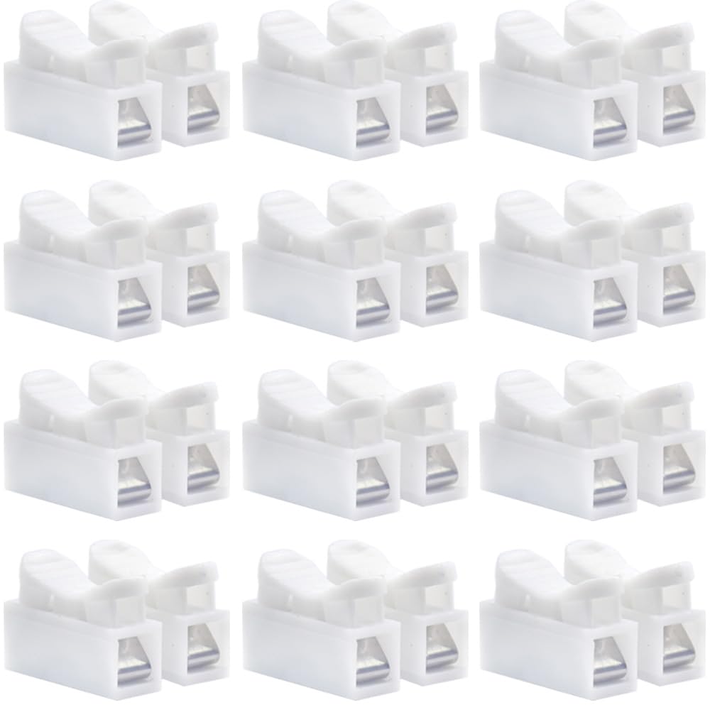 Yosawo 65 Pieces 2P Spring Wire Connectors,Electrical Cable Clamp Terminal Block Connector, LED Strip Light wire connectors （CH2)