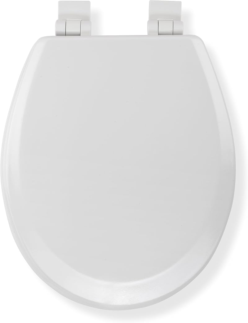 Croydex Carron Wooden Soft Close Toilet Seat White Oval Adjustable Hinges