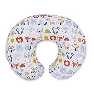 Boppy Nursing Pillow Cover Colorful Animals and Rainbows Cotton Blend Fabric Fits Boppy Bare Naked Original and Luxe…