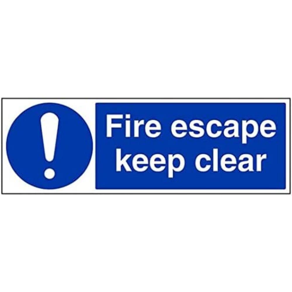 V Safety Eco Friendly Fire Door & Mandatory- Fire Escape Keep Clear - 300 X 100mm — image 1