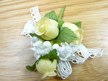 Amazon 手作りキット 花飾り 胸花 レースリボンと白い小花のコサージュキット イエロー 手芸キット 通販