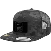 Pull Patch Camo Flat Bill Tactical Snapback Trucker Cap with Loop Surface | 6-panel construction, breathable mesh back, hard-buckram front, 8-row stitching, 2x3 in hook &amp; loop morale patch panel
