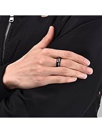 King Will GEM 8mm Mens Black Tungsten Carbide Wedding Ring Gold Plated Grooved Line Cubic Zircon Inlay