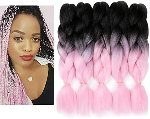 Emmet Jumbo Braiding Hair Kanekalon Synthetic Box Braids African Hair Extension 100g/pcs, Hair Care Ebook Included (24", 5 Pack, Ombre Color 36)