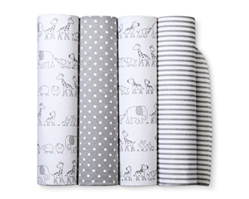 Flannel Receiving Baby Blankets Two by Two 4pack - Cloud Island - Gray