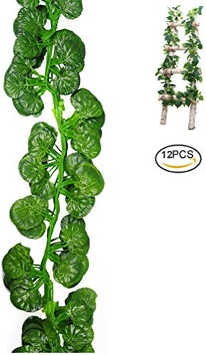 Uarter Simulation Rattan Evergreen Fake Crabapple Leaves Decorative Artificial Plants, Set of 12, Green