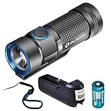 Rechargeable Bundle - Olight S1 Baton 500 Lumen Compact EDC LED Flashlight with Olight 16340 RCR123A Rechargeable Battery, Lanyard and Lumentac Charger