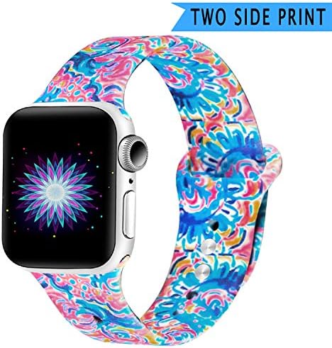 Bertiveny Silicone Band Compatible with Apple Watch Band 38mm 40mm 42mm 44mm Women Sports Strap Replacement for Iwatch Band Series 4 3 2 1 Double Side Print (Sunshine Paisley, 38MM/40MM-S/M)