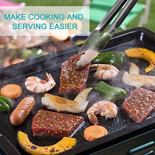Kitchen Tongs, Cooking Salad Tongs with Silicone Tips Tongs for Cooking Serving Tongs Silicone Rubber Tongs Set Stainless Steel Kitchen Tongs Set of 2, Locking Metal Food Tongs Non-Slip Grip - Thumbnail 4