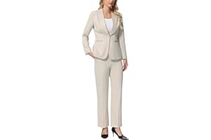 Lamgool Women's Suits 2 Piece Blazer Pants Set Peak Lapel One Button Business Outfits for Work Professional