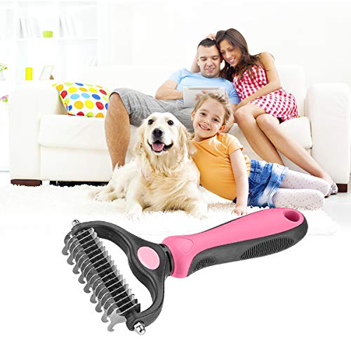 XLCL pet Pet Grooming Tool 2 Sided Undercoat Rake for Cats and Dogs Safe Dematting Comb for