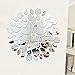 Fashion Leaves Combination Wall Art 3D DIY Acrylic Mirror Wall Sticker for Ceiling Restaurant Sofa Wall Decals Flower Pattern Mirror Effect Stickers Home Decor Decoration (Silver)