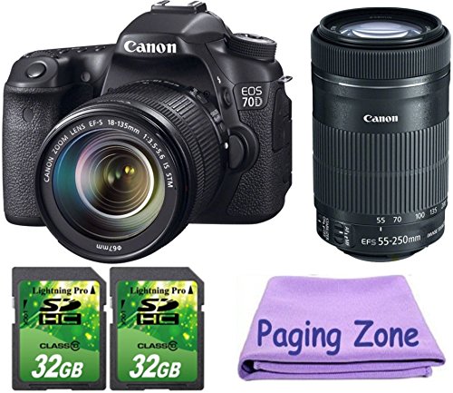 Canon EOS 70D DSLR Camera with 18-135mm IS STM and 55-250mm IS STM Lenses