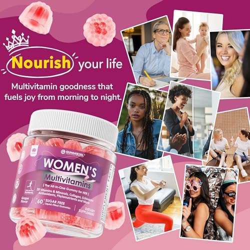 Womens Multivitamin Gummy, Methylated Multivitamin for Women, Biotin, Methylfolate, Iron, Collagen, Vitamins A C D, B Complex, Antioxidants for Women's Daily Support, Beauty, Immune, No Sugar, 60 Cts