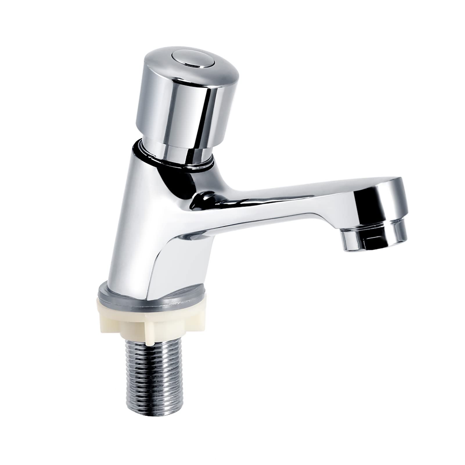 Bathroom Sink Taps, Water-Saving Self-Closing Basin Faucets, Modern Metal-Plated Taps for Public Toilets Hotels Bars Home Bathrooms