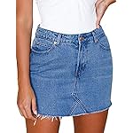 just quella Women’s High Waisted Jean Skirt Fringed Slim Fit Denim Mini Skirt www.denim.fit