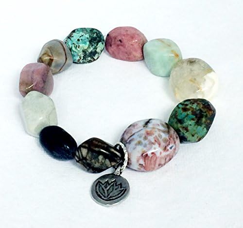 Stashia Lotus Flower Natural Gemstone Stretch Bracelet