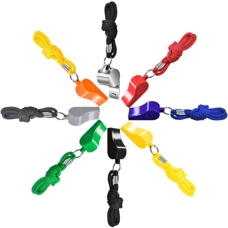 zalati Whistle 8pcs Sports ABS Whistles with Lanyard Lound Clear Sound for Coaches, Referees and Emergency - Multicolor