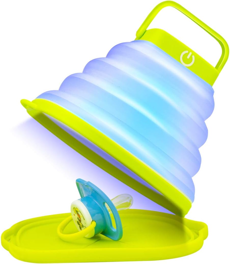 Pinshion Foldable Travel Clean Case, Solar Powered Portable LED Clean Timing Function for Pacifier Baby Bottle Feeding Utensils Toys